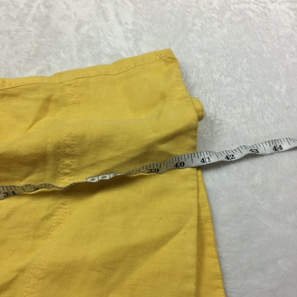 Eileen Fisher Tank Tunic Swing Dress Size M Womans Yellow Linen Drawstring Waist - Picture 9 of 13